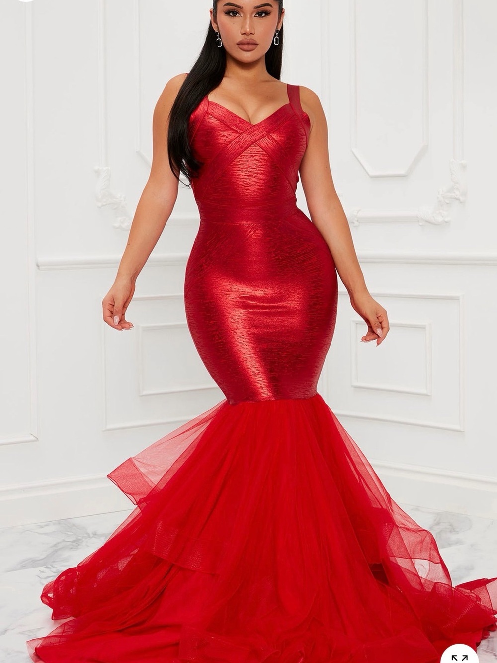 Fashion Nova Red Mermaid Tulle Gown